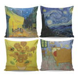 Kit 4 Capas De Almofada Pintores Van Gogh Iv 40x40 Cm