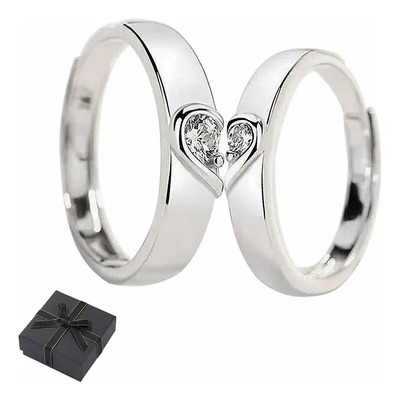 Anillo Promesa Pareja Ajustable Plata 925 Circonio ANGGIE JOYAS Plateado | Meses sin interés