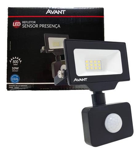 Refletor C/ Sensor Presença 10w Frio 6500k Bivolt Avant