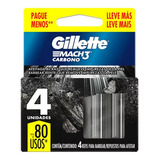 Carga Para Lâmina Gillette Mach3 Carbono - 4 Un