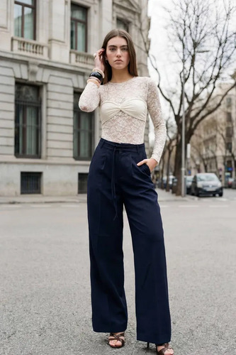 Pantalón Pinza Doble Cinturón High Street