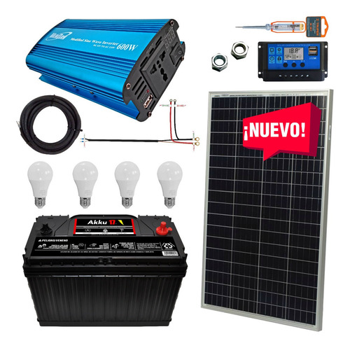 Kit Solar 600 Watts, Batería Akku Completo Listo Para Usar