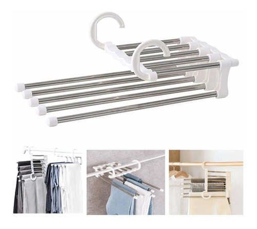 Rzjzgz 5 En 1 Multifuncional Magic Pants Hangers, Clip De Ac