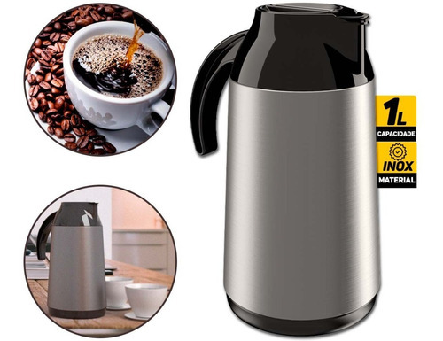 Botella Termo Unitermi De Acero Inoxidable Para Café/té De 1 Litro, 81402