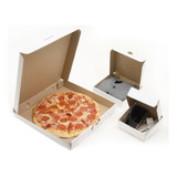 50 Cajas Para Pizza 28x28x4 Cms Carton Microcorrugado Blanco