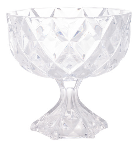 Centro De Mesa Fruteira De Cristal Com Pé Deli Diamond 18cm Cor Transparente