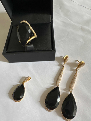 Conjunto Ébano Vivara Em Ouro 18k, Diamantes E Quartzo Negro