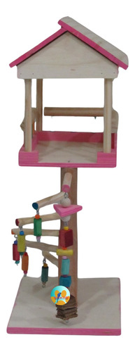 Playground Para Calopsita - Casa Da Árvore Rosa Com 65cm