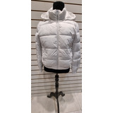 Campera Puffer Blanca, Capucha Desmontable. 