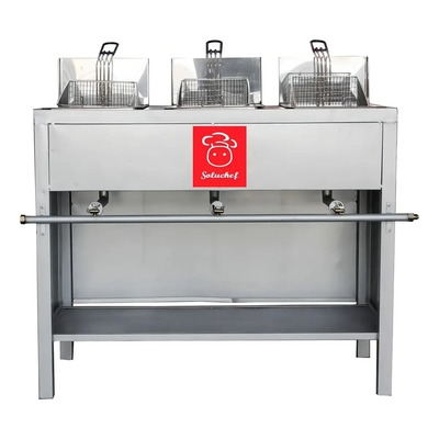 Freidora industrial a gas Soluchef 5L aluminio con 3 canastos | Meses sin interés