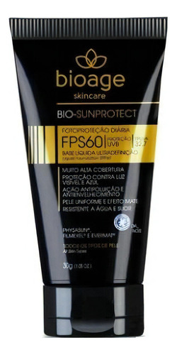 Base Líquida De Alta Cobertura Bio-sunprotect Fps60 - Tonalidade Bege Extra Claro Dourado - 30g Bioage