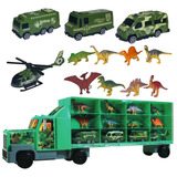 Carreta Dino C/dinossauros Carrinhos Helicoptero Braskit