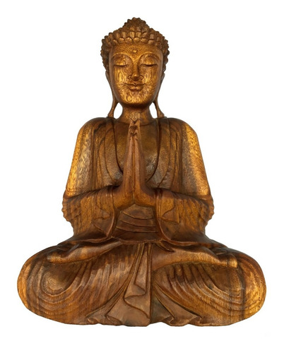 Buda Decorativo Escultura Madeira Decoração Estátua - 53cm