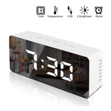 Reloj Despertador Digital Usb, Temperatura,espejo,  Echoming