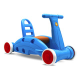 Carrito Montable Niños 3 En 1 Caballito Mecedora Plástico Color Azul