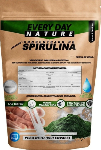 Spirulina Pura 250gr Natural .proteína De Alga Edn