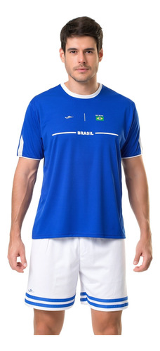 Camiseta Elite Brasil Masculino - Royal E Branco