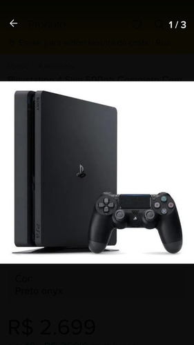 Sony Playstation 4 Slim 1tb Standard Cor  Preto Onyx+ 1 Jogo