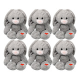 Mayoreo Set 6 Pzas Conejo Conejito Tierno Gris Pelucheria