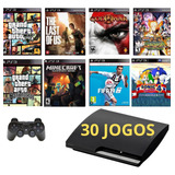 Sony Playstation 3  + Gta5 + The Last Of Us + God Of War 3 + Fifa 19 - 30 Jogos 160 Gb