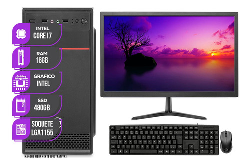 Pc Completo Mancer, Intel I7, 16gb Ram, Ssd 480gb, Monitor
