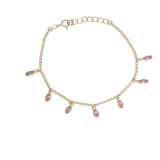 Pulsera Plata Esterlina 925 Rosa Francia Oval Baño Oro 18kt