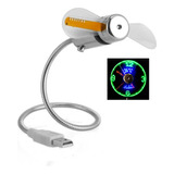 Ventilador Led Usb Flexible, Proyecta Reloj Digital Luz Led