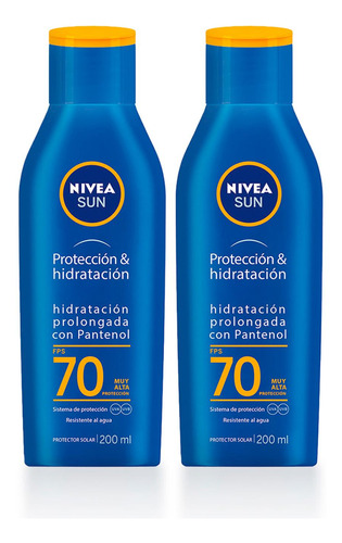 Nivea Bloqueador Protección & Hidratación Fps 70 200ml X 2