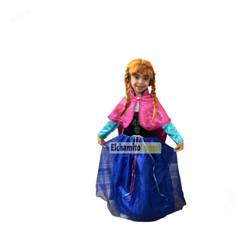 Vestido Nórdico De Princesa Anna Frozen Con Capa Disfraz 