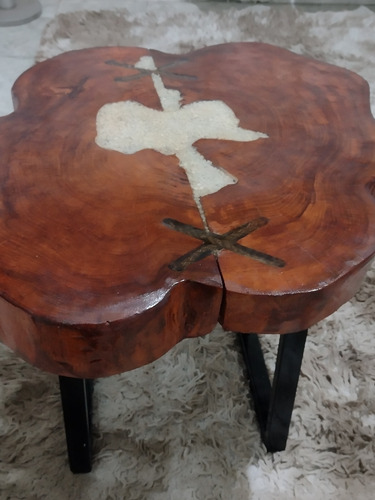 Mesa Ratona Rústica  Rodaja De Madera Y Resina Epoxi