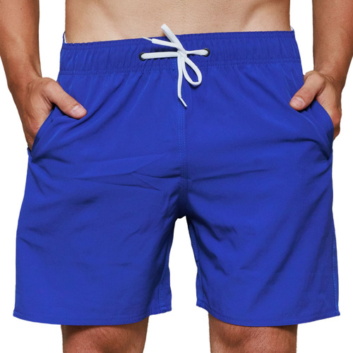 Shorts Masculino Bermuda Tactel Liso Academia Praia 3 Bolsos