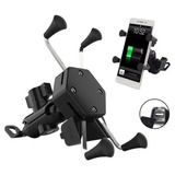 Soporte Celular Tipo Araña Moto Base Espejo + Cargador Usb