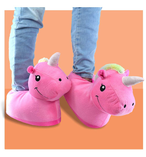 Pantufa Rosa De Pelúcia Infantil E Adulto - Menino E Menina