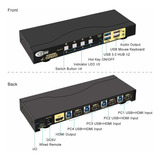 Cklau 4kx2k  60hz 4 Puertos Usb 3.0 Hdmi Kvm Switch Con Cab