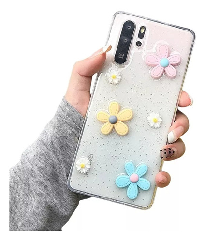 Funda Para iPhone 15 Series Flores Margaritas 3d Brillo + 9h