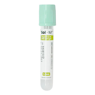 Tubo Coleta Sangue 3,5ml Heparina Gel Verde Sol-m | Frete grátis