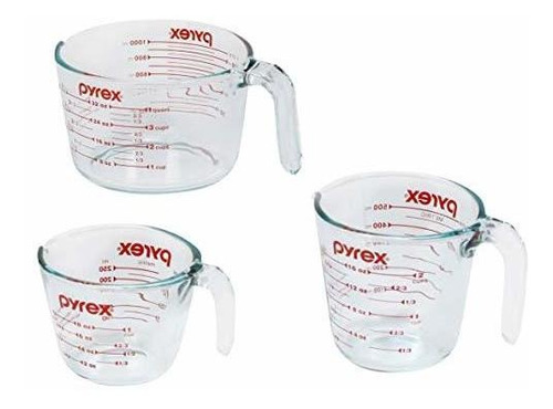 Set De Vasos Refractarios Medidores De Vidrio Pyrex