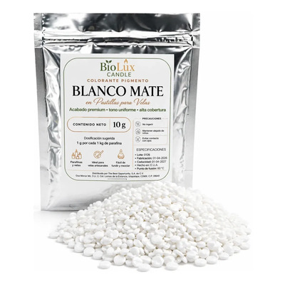 Colorante Pigmento Blanco Mate En Pastillas Para Velas 10 Gr | Meses sin interés