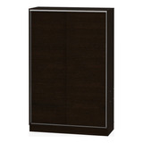 Placard Ropero Puertas Corredizas 135 X 195cm 4 Estantes 2 Cajones Guarda Ropa Perchero Color Wengue Melamina Plo135