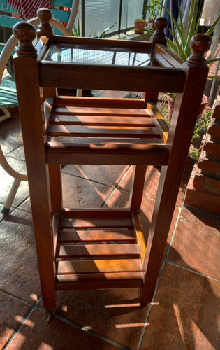 Mesa De Algarrobo Para Teléfono, Marca Genoud, Con Vidrio