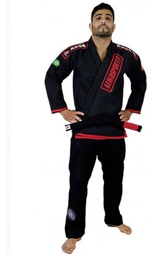 Kimono Jiu-jitsu Keiko Ouro Preto Trançado Top De Linha