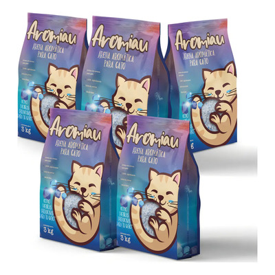 Arena para gato con aroma 100 porciento Aglutinante Aromiau 5 unidades de 3kg cada una en total 15kg arena fresca | Envío gratis