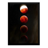 Quadro Moldurado Eclipse Da Lua De Sangue Decoração P/ Sala
