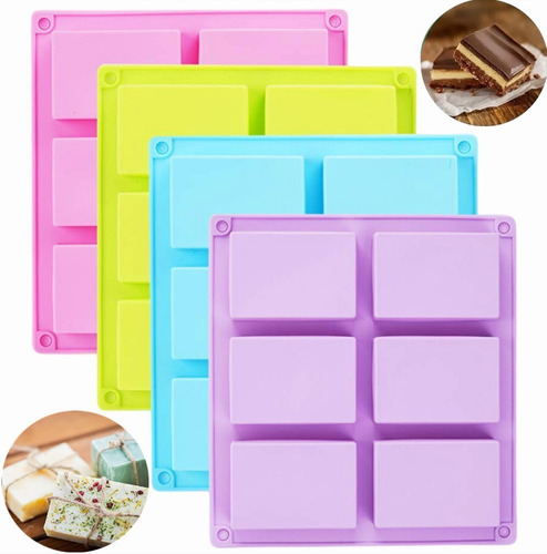 4 Molde Silicon Rectangulares 6 Cavidades Jabones,repostería