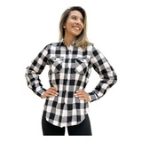 Camisa Xadrez Blusa Feminina Flanelada De Qualidade Junina