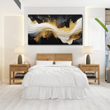 Cuadro Abstracto Dorado Negro Elegante Sala Canvas K7 130x70