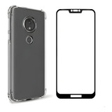  Yl Exploiter Capinha Anti Shock + Película De Vidro 3d Para Motorola Moto G7 Power Cor Transparente Liso