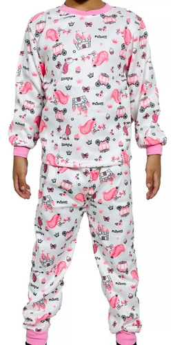 Pijama De Niñas Con Polar 2 Piezas Pantalón Y Poleros