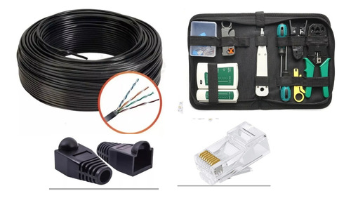 Cable Utp Cat6 Kit Utp Conectores Y Capuchas 