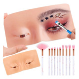 Tabla De Maquillaje De Ojos De Silicona Con 10 Brochas